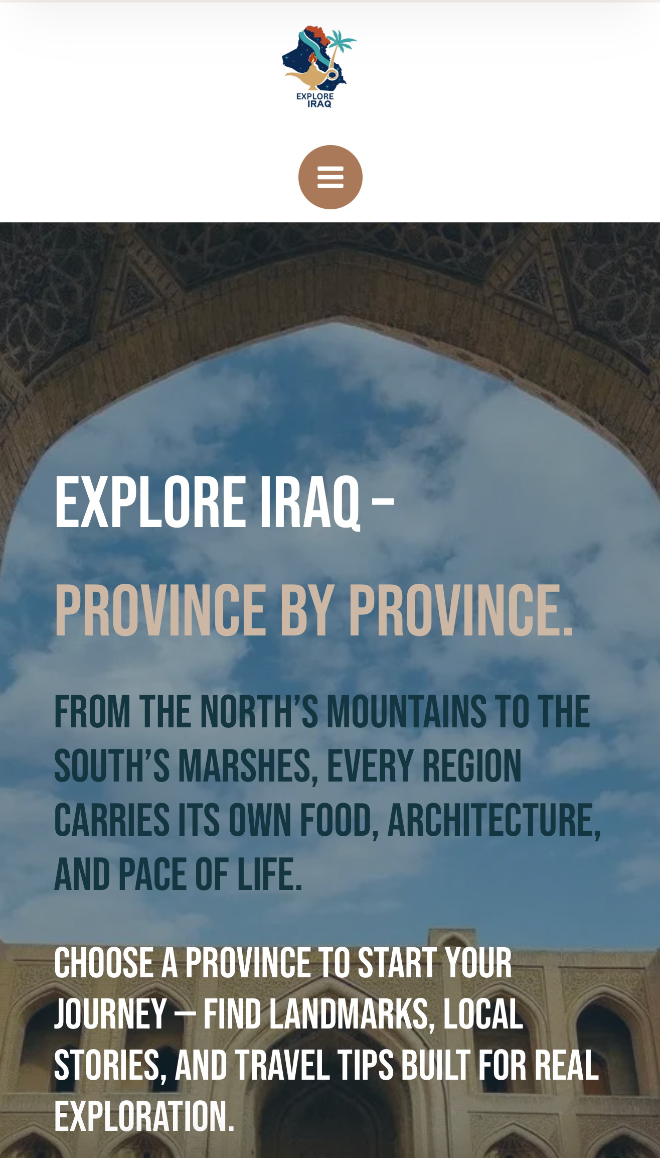 Explore Iraq website mobile design